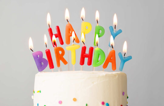 Birthday cake with colorful candles